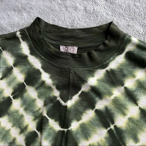 NWT LOGO By Lori Goldstein Coleigh Tunic Top Long Sleeve Cotton Green Tie Dye - Picture 11 of 13